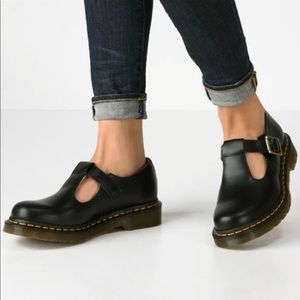 DR. MARTENS Polley Mary Jane style shoes size 8USL black leather 90s Y2K neutral